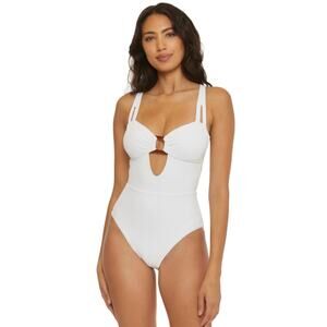 BECCA Rebecca Virtue Women's Modern Edge One Piece Swimsuit Medium White NWT